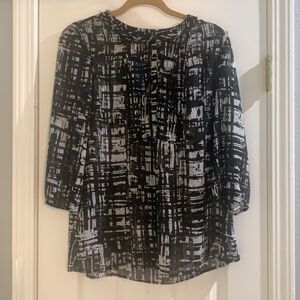 Chico's Black White Semi‎ Sheer Top Blouse Size Chico's 0 Small 4